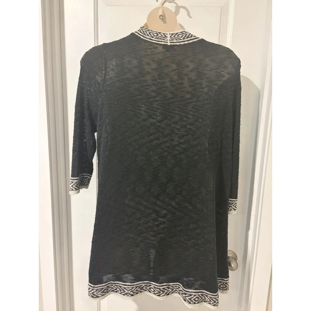 Torrid 2 Black Open Cardigan Sweater Duster~2XL~Lightweight Aztec Border Boho - Picture 7 of 15